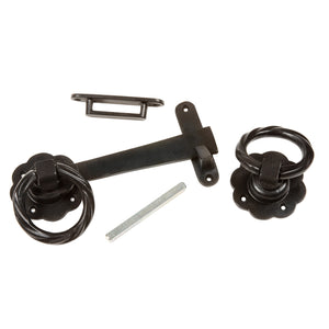 Black Ornate Solid Cast Iron Gate Latch with Twist - Heavy Duty