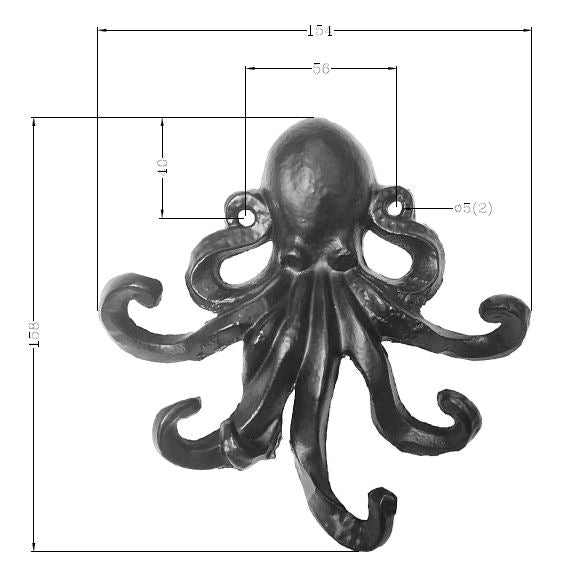 Hat & Coat Hook | Black Cast Iron Octopus