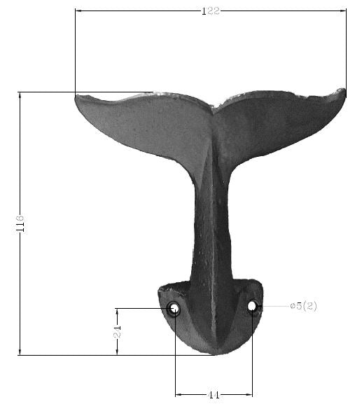 Hat & Coat Hook | Black Cast Iron Whale Tail