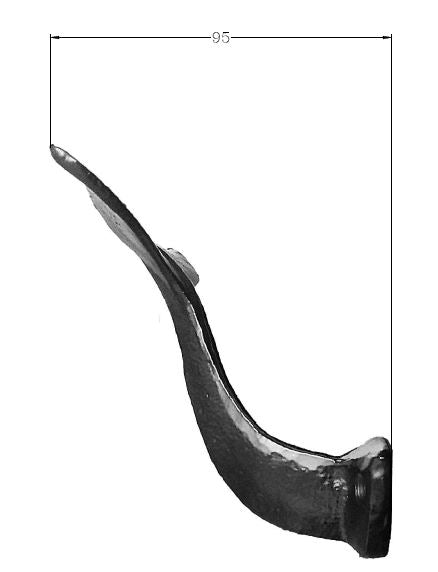 Hat & Coat Hook | Black Cast Iron Whale Tail